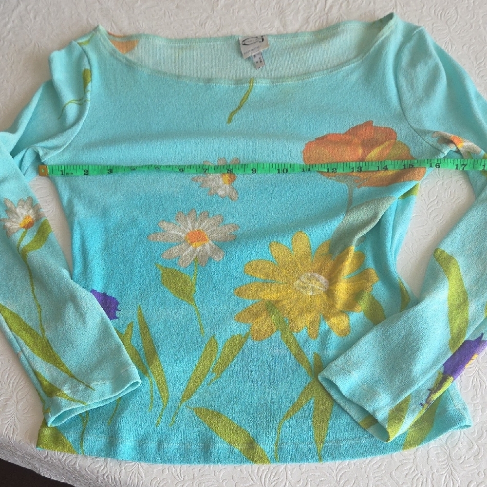 Cavalli Jeans Colorful Boatneck Long Sleeve Top Made In ITALY - Picture 5 of 7